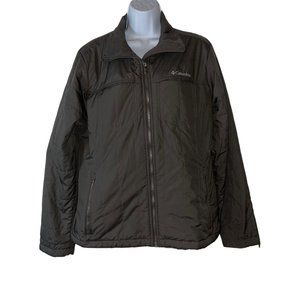 Columbia Lightweight Jacket Womens L Gray Quilted Zipper Pockets Embroidered